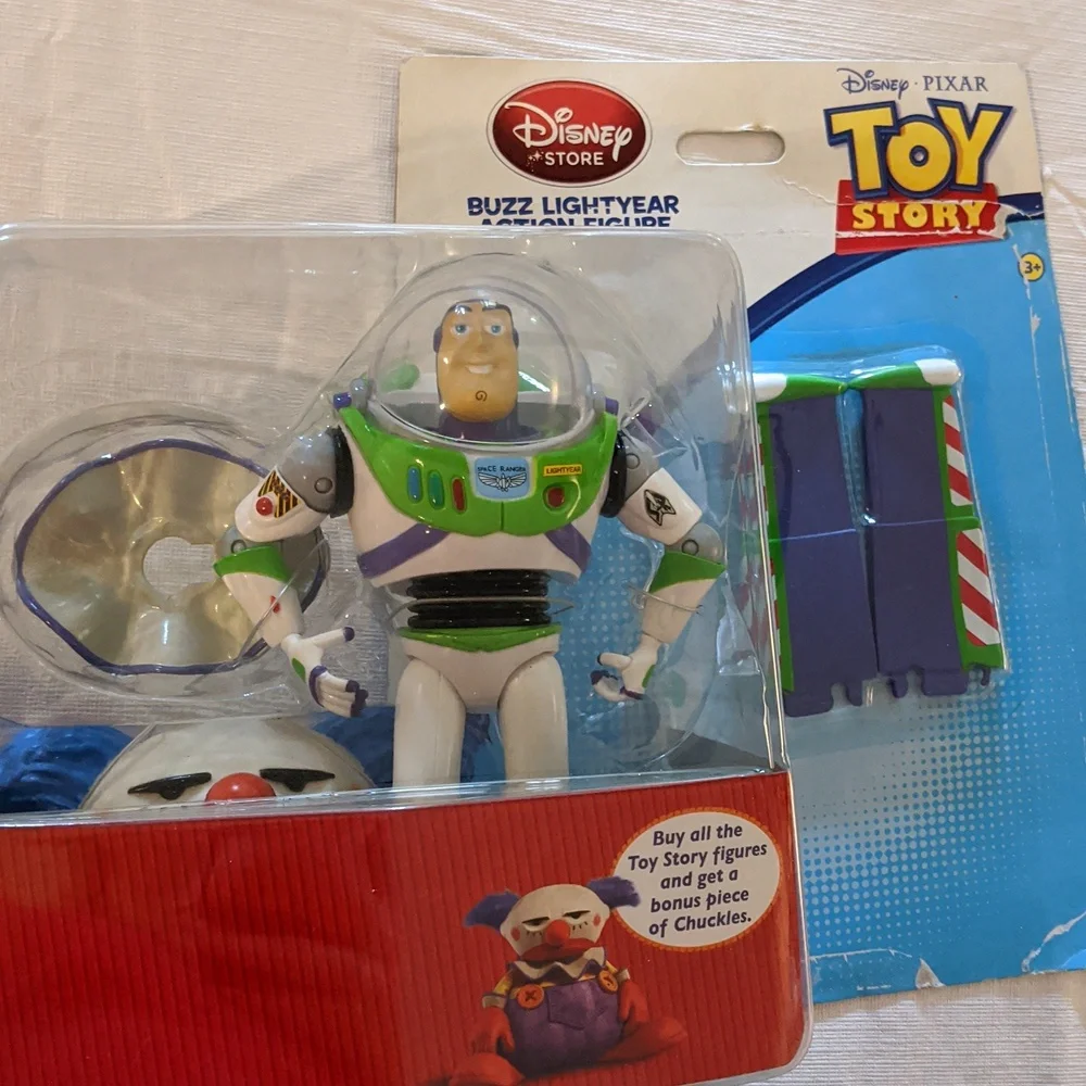 Rare Toy Story Buzz Lightyear Action Figure Figurine Pack Bonus Chuckles Head